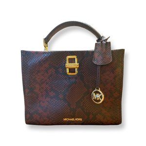 MICHAEL KORS PENELOPE SATCHEL - MERLOT - SNAKESKIN